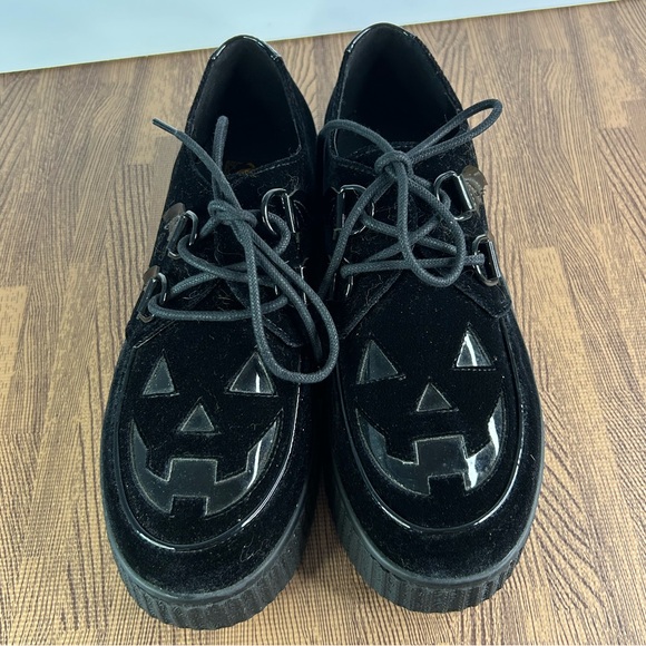 Strange Cvlt Halloween Jack O Lantern Creepers Black Velvet Size 11 - Picture 2 of 8